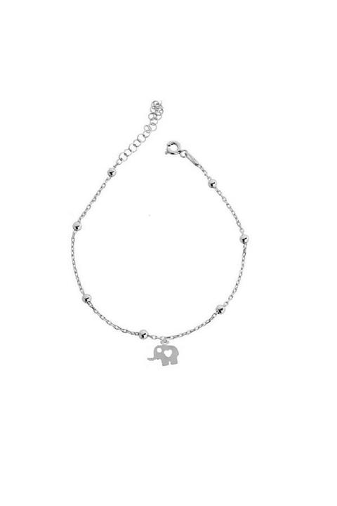 Trend Silver 925 Ayar Gümüş Toplu Gümüş Rengi Çocuk Top Top Zincir Fil Halhal