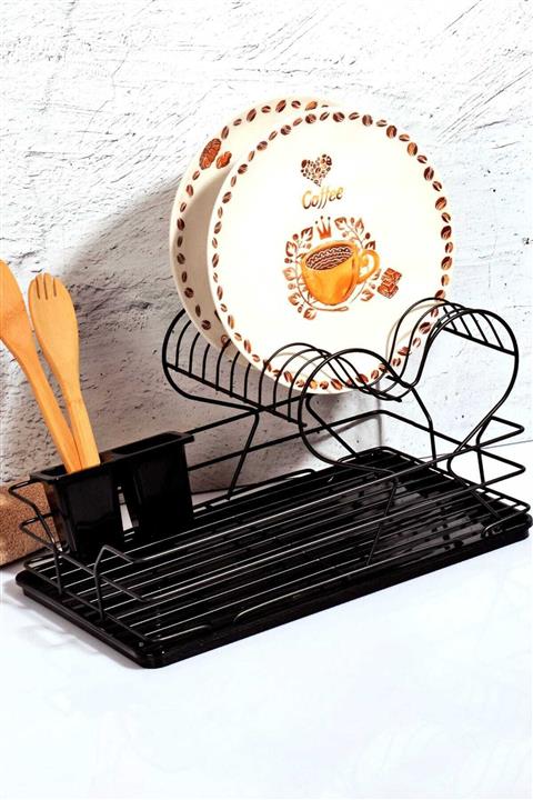 Sepetkitchen Siyah 2 Katlı Kalpli Mini Tabaklık