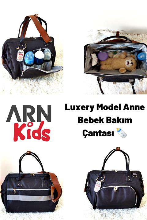 Arn Kids Arnkids Luxery Siyah Anne Bebek Bakım Çantası-hastane Çıkış Çantası-termal Biberon Gözleri