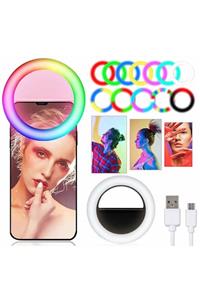 Microcase Rgb Selfie Led Mandallı Üniversal Ring Halka Flash Işık Light Al2609