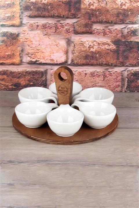 Micra Ahşap Standlı 6'lı Seramik Sosluk