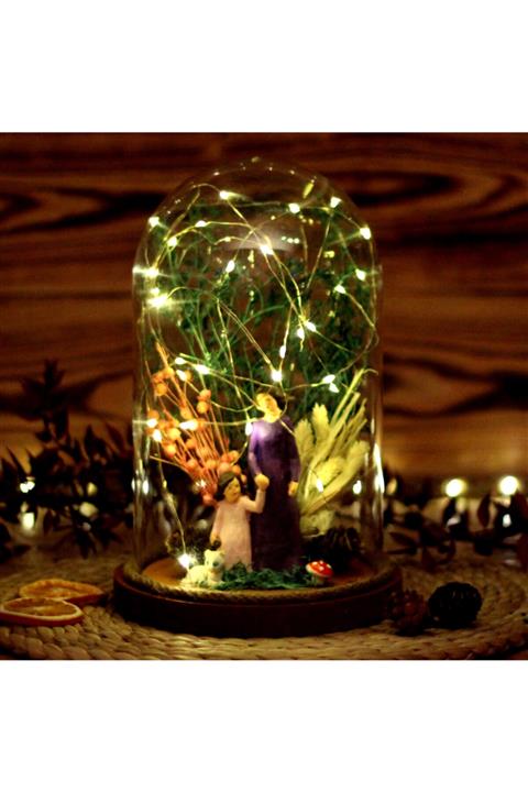 Murat Hediyelik Ters Fanus Teraryum Peri Ledli Huzur Bahçesi Elimi Bırakma Annem