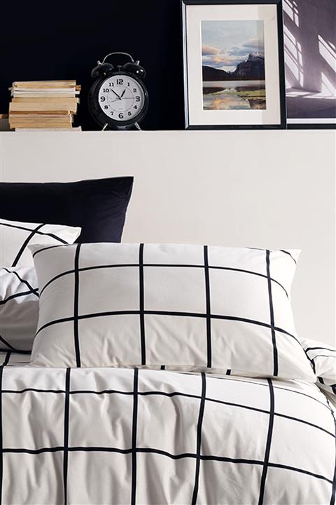 Cote Blanc Karo Siyah %100 Pamuk Ranforce 2'li Yastık Kılıfı 50x70