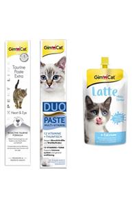 Gimcat Taurine Paste + Duo Paste Tuna Balıklı Multi Vitamin 50gr + Milk Latte Calcium Sıvı Kedi Sütü 200 Ml