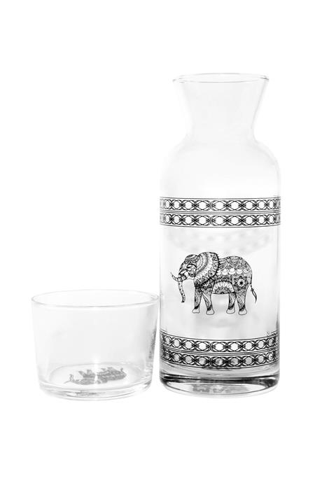 MacMug Tek Fil Desen Cam Bardaklı Sürahi