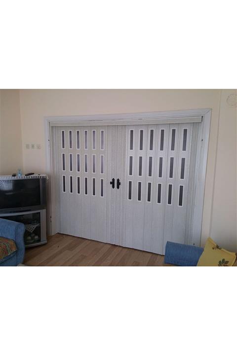 SARPAŞ Katlanır Akordeon Akordiyon Çift Açılım Kapı 237 X 250 Camlı Akçaağaç 12 Mm