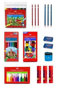 Faber Castell Kuruboya, Pastel Boya, Suluboya, Keçeli Kalem Okul Kırtasiye Seti 16 Parça