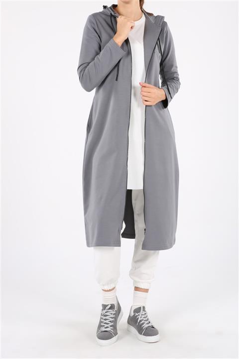 ALLDAY Duman Nakışlı Fermuarlı Cepli Kapüşonlu Hırka