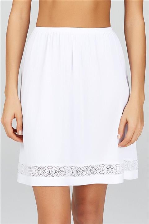 EliteWomans Kadın Beyaz Dantel Mini Jüpon