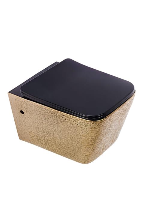 Pure Concept Crocodile Gold-black Kanalsız Asma Klozet + Yavaş Kapanır Kapak