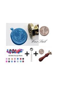 Jinserta Retro Mektup Mühürü Damga J Harfi + 30 Adet Mühür Mumu + Eritme Kaşığı
