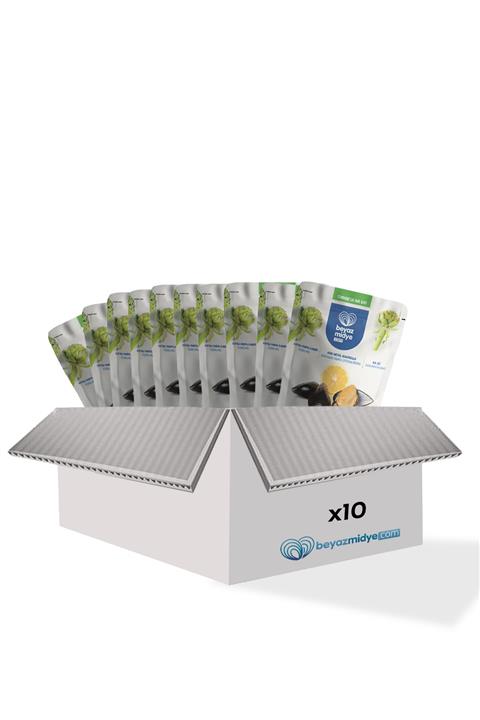 Beyaz Midye Enginarlı Midye Dolma (250 Adet - 25'li X 10 Paket)