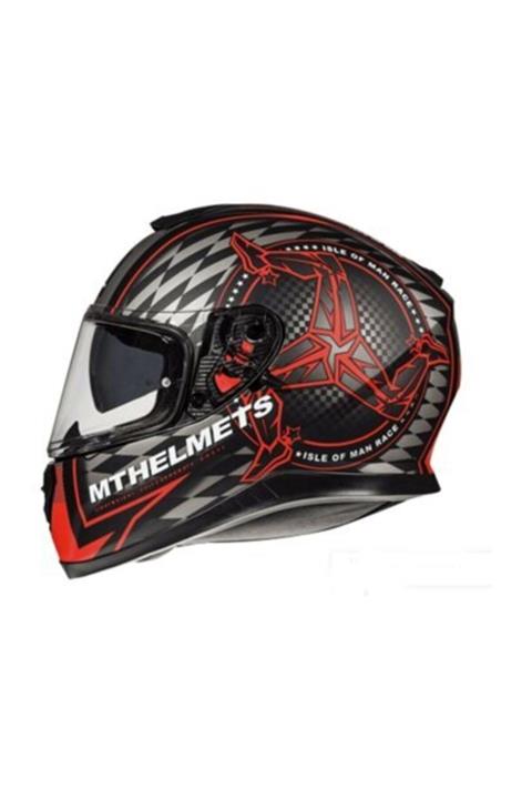 MT Kask Thunder 3 Sv Isle Of Man B5 Matt Fluor Red Güneş Vizörlü