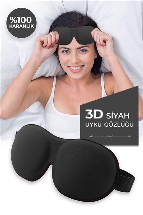 Viscofoam Uyku Gözlüğü Uyku Bandı 3d Uyku Gözlüğü Siyah