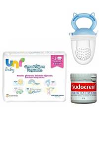 Uni Baby Unı Baby Oyna Öğren Mendil Seti 3 Lü+sudocrem Bakım Kremi 60 Gr+meyve Süzgeci Mavi