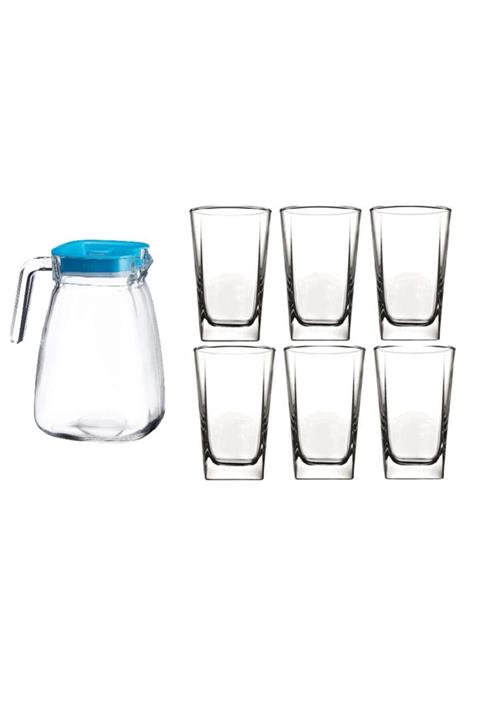 Paşabahçe Carre Büyük Boy 7 Parça Su Seti Mavi