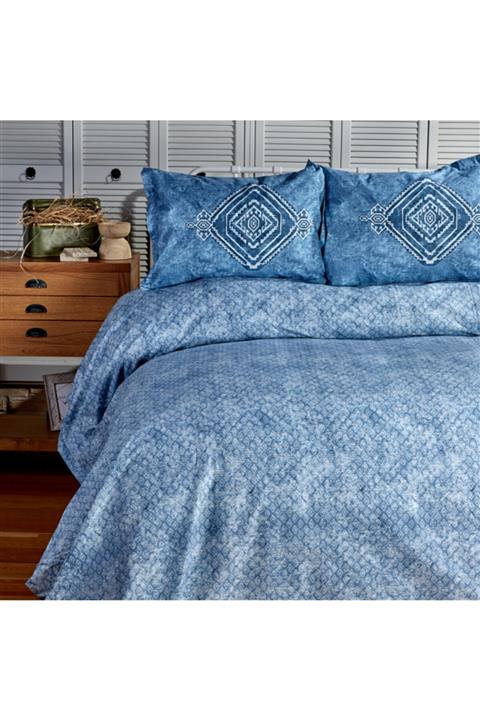 Sarah Anderson Lanika Mavi Çift Kişilik Nevresim Yastık Set