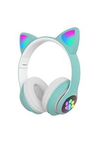 Karler Bass Kedi Kulak Kulaküstü Bluetooth Kulaklık Led Işıklı (yeşil)