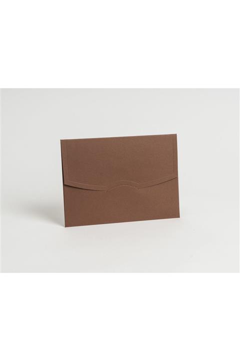 ARTİMED Kahverengi Yatay Oval Kapaklı Davetiye Zarfı 14×20 cm 100 Adet