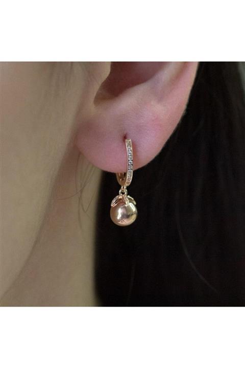 Myra Gold Sallantılı Top Rose Altın Küpe