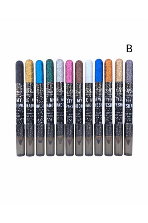 AİLY COSMETİCS Milai Jumbo Boy Simli Kalem Far 12'li - B Serisi
