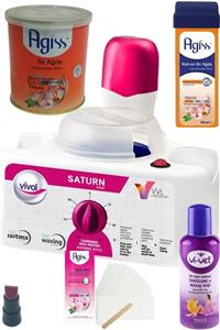 Saturn Agiss Naturel Kartuş 1ad + Naturel Konserve 1ad + Vivol 1+1 Ağda Isıtıcı Makine / Ağda Seti 6p.