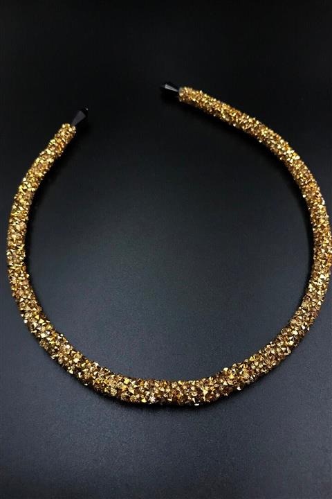 Bijuteri Online Altın Renk Günlük Kullanım Kristalli Taç