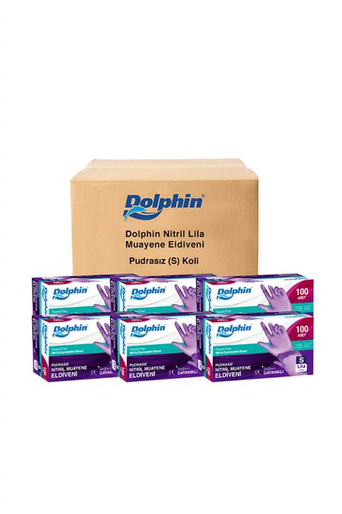 Dolphin Nitril Muayene Eldiveni Pudrasız Lila (S) Koli