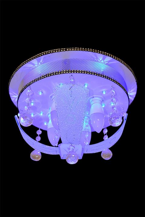 Kent Avize 4 Duylu Çift Katlı Tepsili 3 Kademeli Rgb Ledli Avize