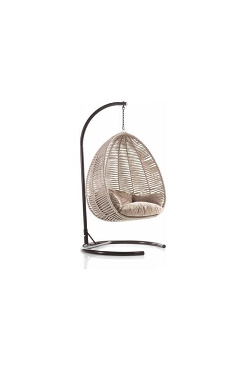 Makaron Tek Kişilik Armut Hamak Makrome Balkon & Bahçe Rattan Salıncak