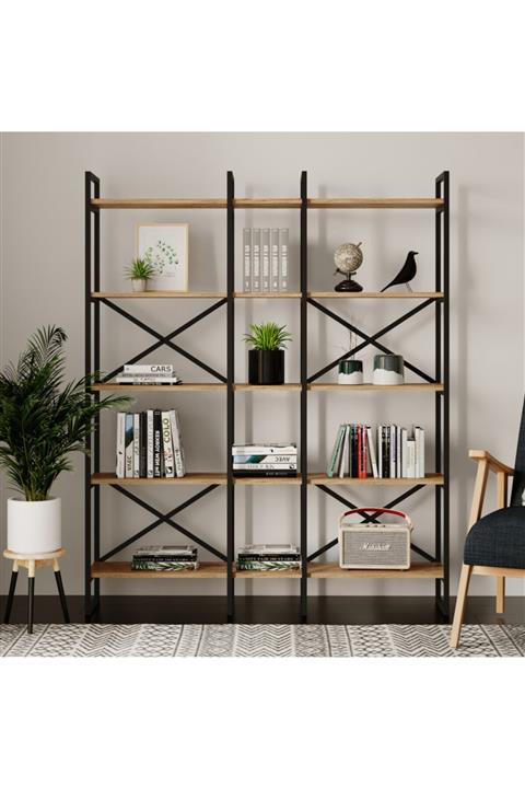 Yurudesign Voyage Metal Kitaplık 5 Raflı 3 Bölme 175cm Vg5-a