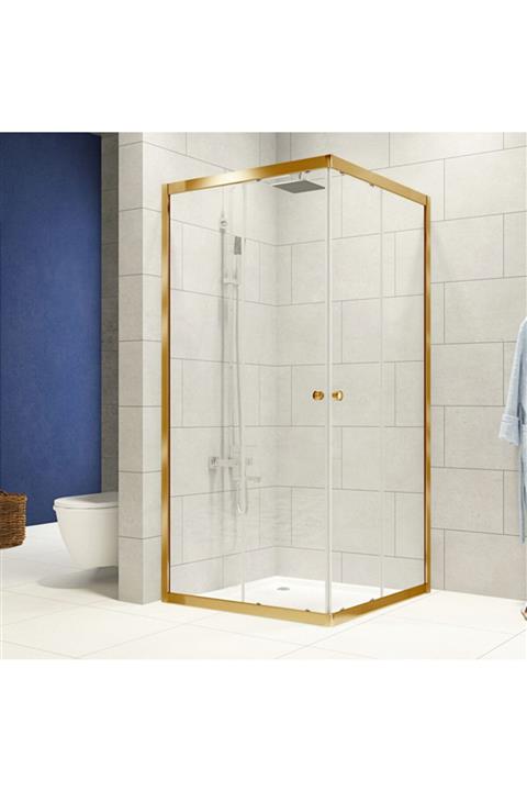 Durul Duşakabin 80x100 Dikdörtgen Altın Şeffaf Cam