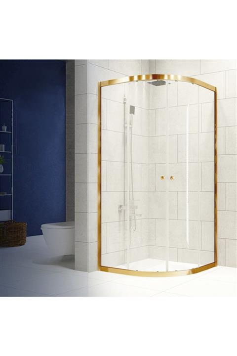 Durul Duşakabin 80x80 Oval Altın Şeffaf Cam