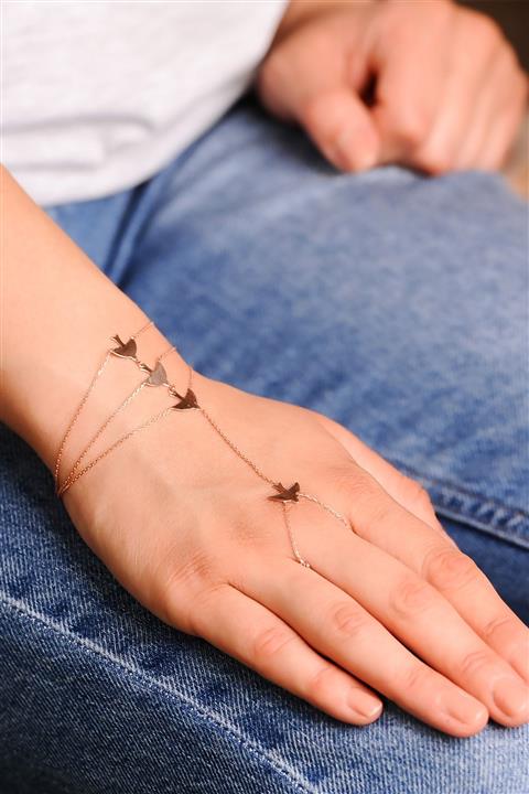 ENCİLİ SİLVER Gümüş Özel Tasarım Kuş Model Rose Renk Şahmeran Bileklik