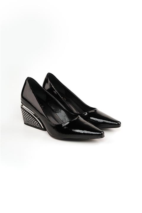 Voyager Kadın Siyah Rugan Dolgu Topuklu Ayakkabı 318 1885 Zenne