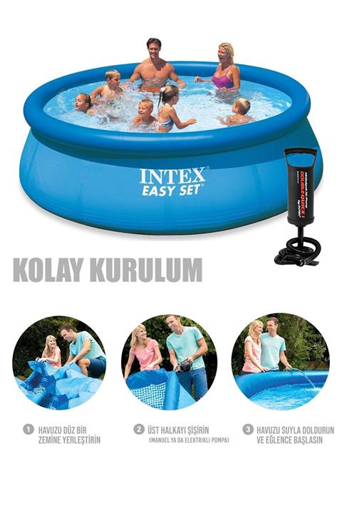 ingatoys Easy Kolay Kurulum Şişme Büyük Boy Aile Havuzu 396x84 Cm + Pompa