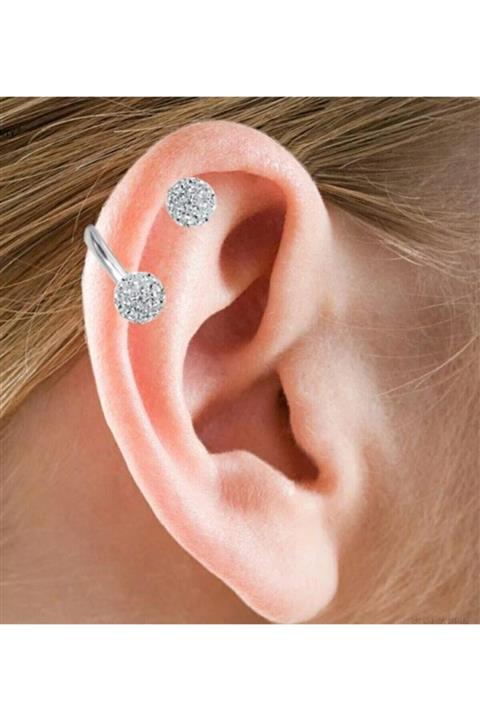 Jaida Moda 316l Cerrahi Çelik Burgu Model Kristal Taşlı Kıkırdak Piercing