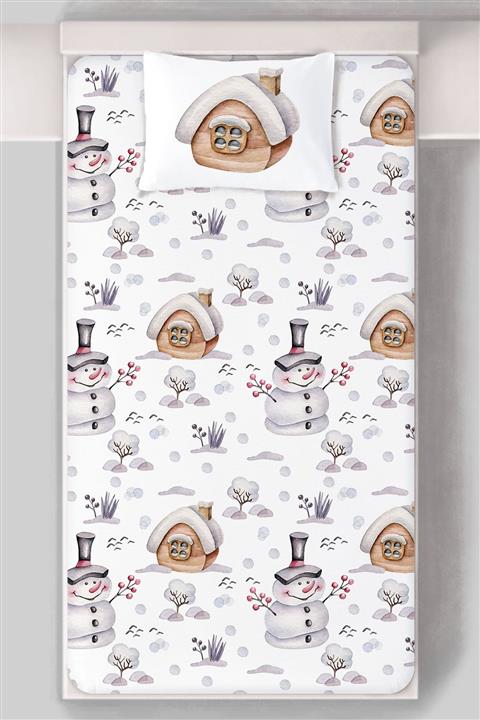 Tuğba Kuğu Organik Pamuk Saten Lastikli Çarşaf Seti (100x200) - Cozy Winter Serisi