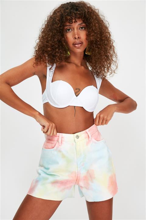 TRENDYOLMİLLA Somon Batik Yıkamalı Mini Denim Şort & Bermuda TBESS21SR0617