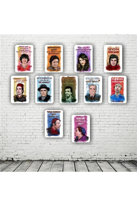 kaya söve Retro Ahşap Tablo 11 Adet 20 X 30 Tablo (YEŞİLÇAM SET 1)