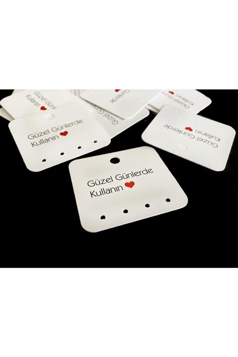 etikettcim Kuşe 4 Delikli Küpe Kartı (5,5x5cm) 50 Adet - Güzel Günlerde Kullanın