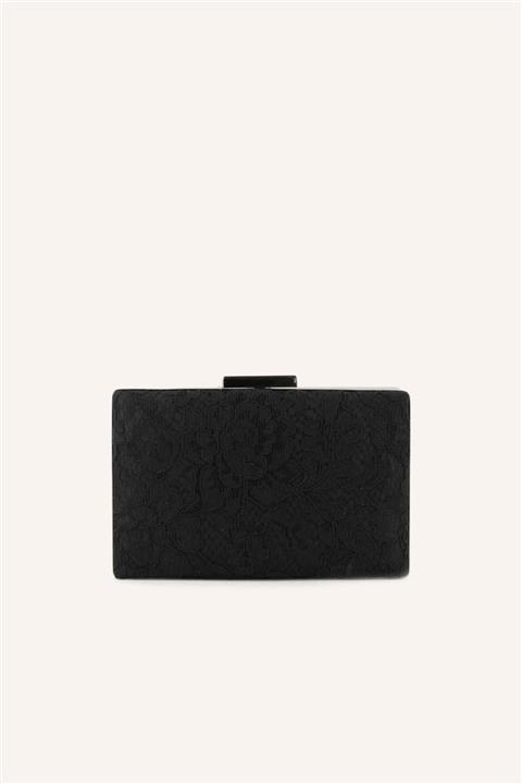 MARCATELLI Siyah Dantel Dantel Kare Abiye Çanta