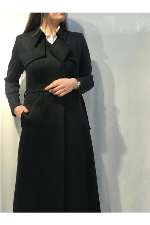 MODAMŞAL Siyah Süet Kaban