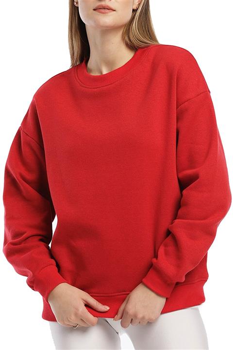 Belifanti Collection Kadın Bisiklet Yaka Iki Iplik Basic Sweatshirt Kırmızı