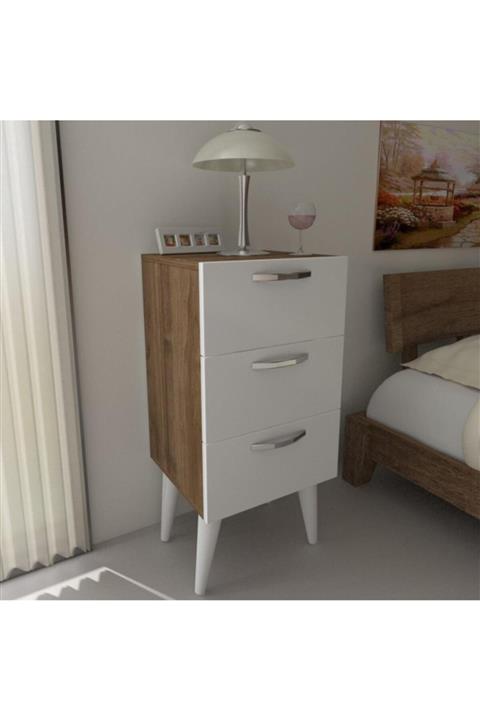 Dekorister Bellini 3 Çekmeceli Şifonyer Beyaz-Ceviz