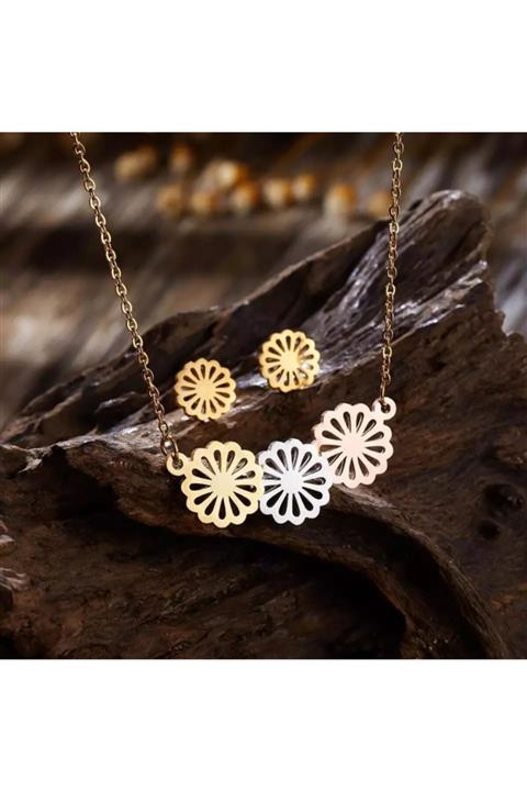 LilaHediyelikEşya Kadın Çelik Kolye Küpe Set Sevgiliye Indirimli Yıl Dönümü Doğum Günü Hediye Moda Bijuteri