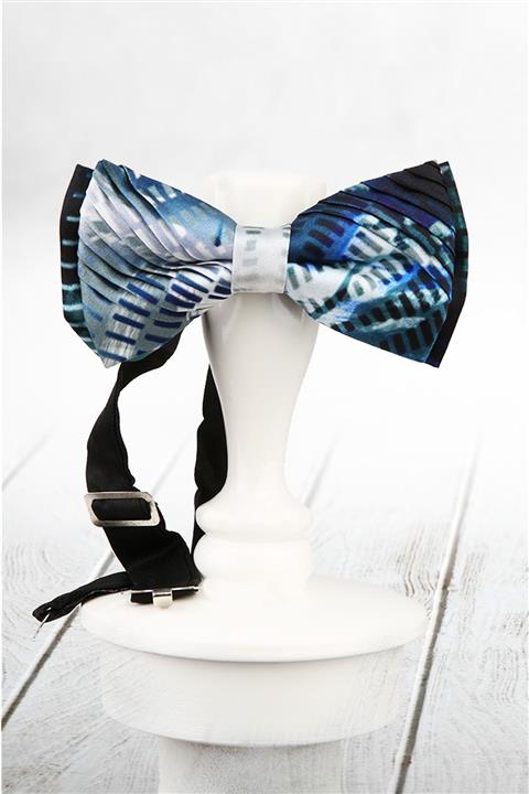 La Pescara Çok Renkli Motif Desen Pilise İpek Papyon ESB29