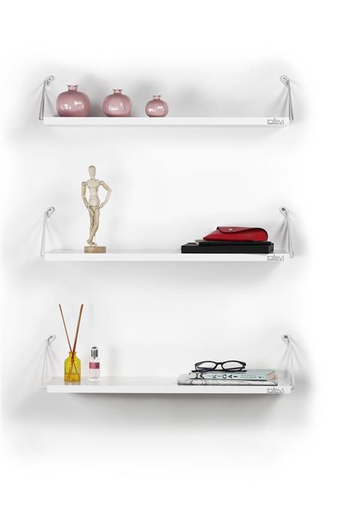 Rafevi Altai Üçlü Raf (Beyaz-Beyaz)