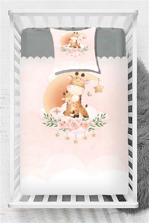 Else Halı Ay Zürafa Çiçekli Desenli Beşik Bebek Yatak Örtüsü
