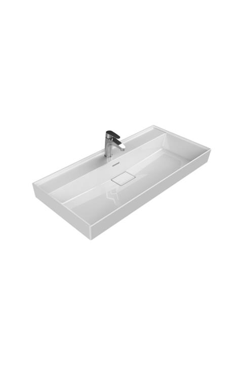 TURKUAZ Cerastyle Sharp 100 X 48 Cm Etajer Uyumlu Lavabo Damlalıklı